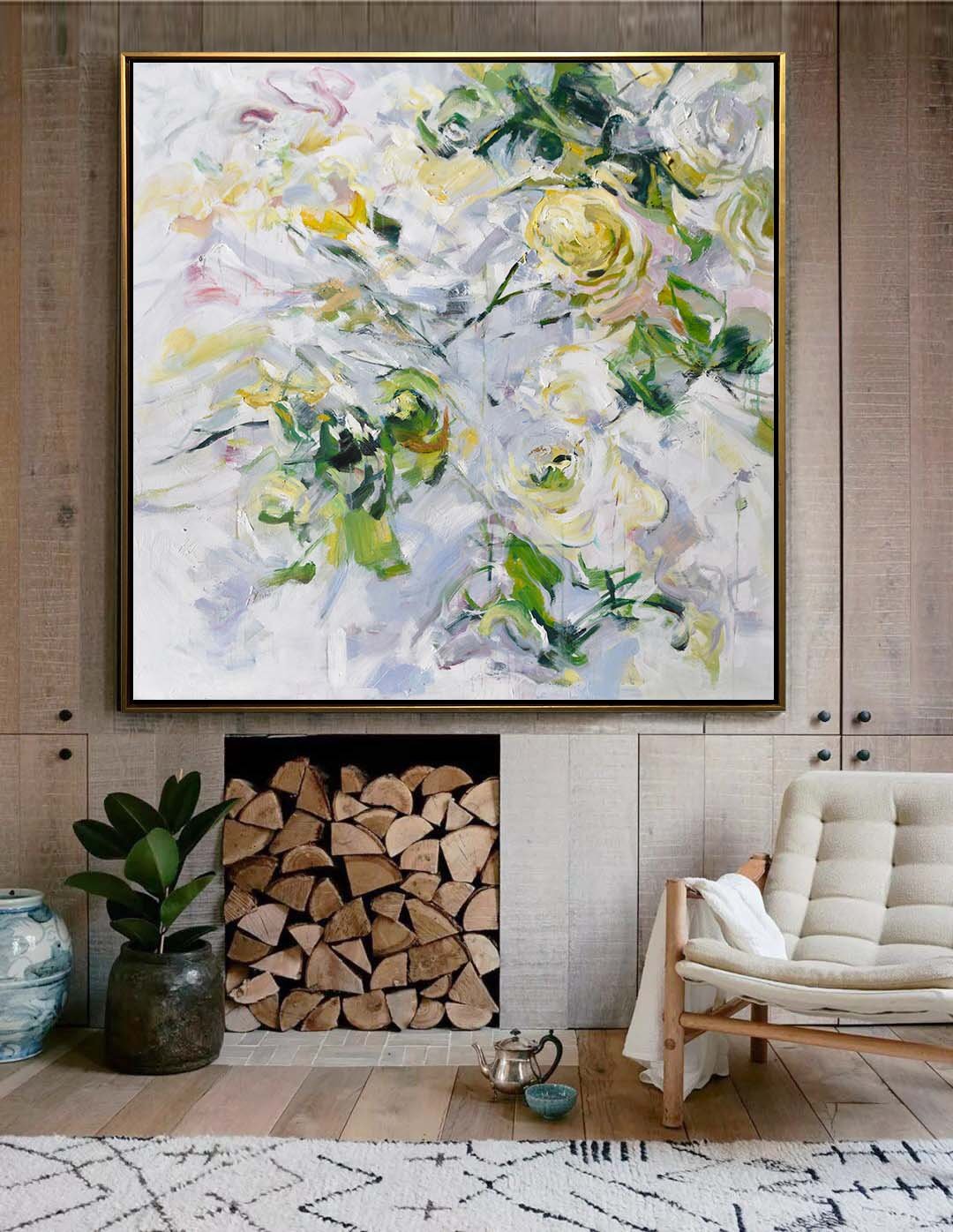 Large Abstract Art Handmade Painting,Oversized Abstract Flower Oil Painting,Handmade Acrylic Painting