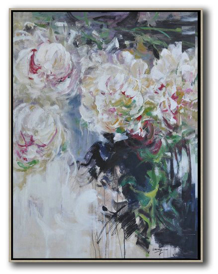 Abstract Painting Extra Large Canvas Art,Hame Made Extra Large Vertical Abstract Flower Oil Painting #Abv0A13,Large Wall Art Canvas