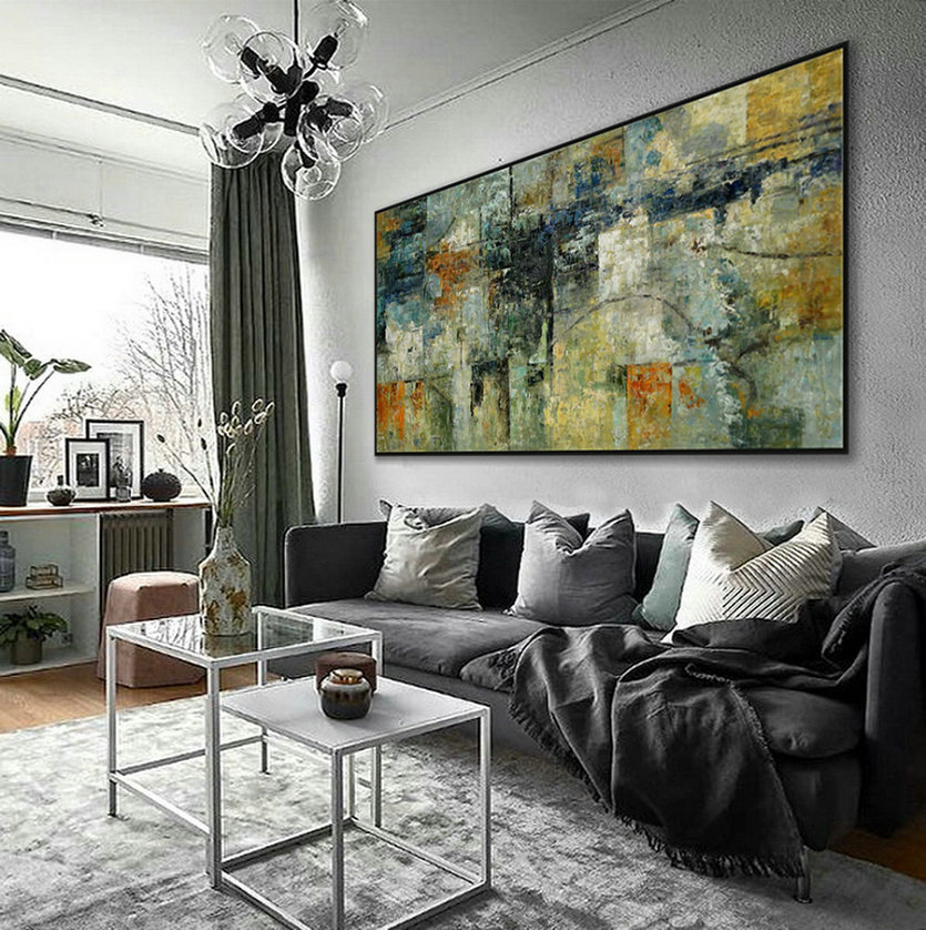 Extra Large Panoramic Modern Abstract Wall Art Hand