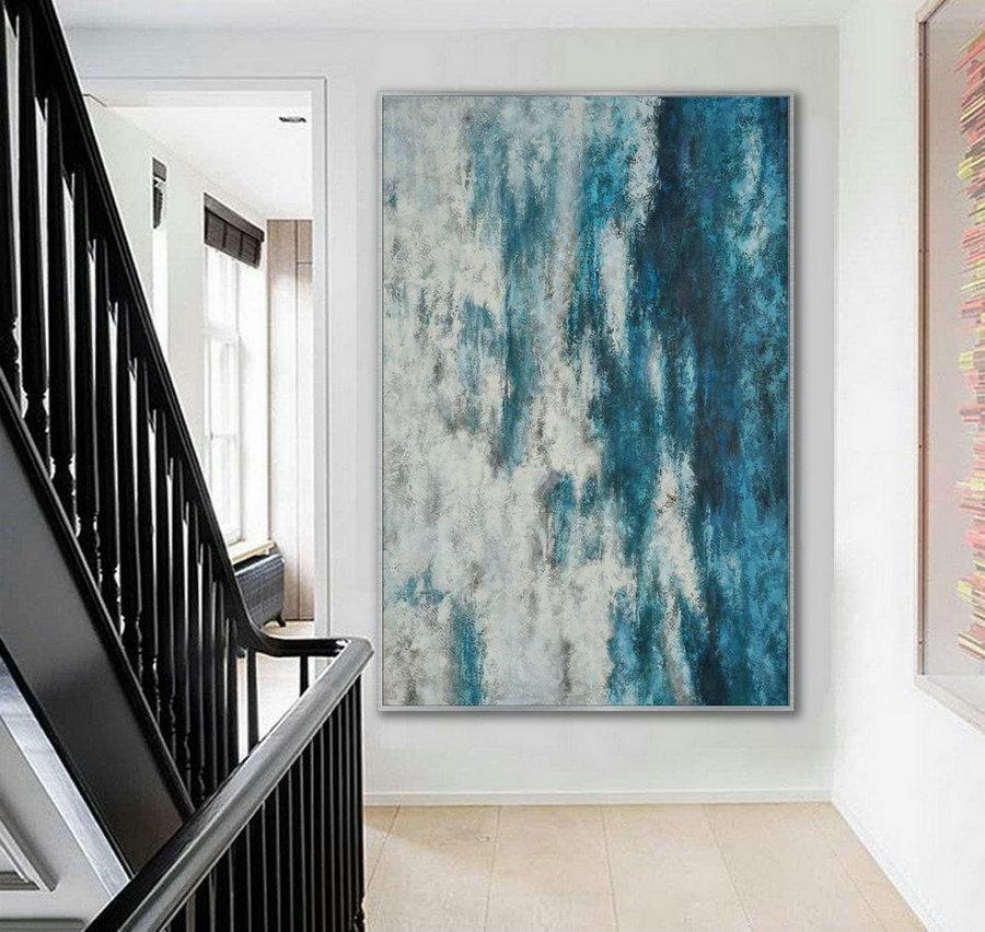 Simple Minimal Modern Neutral Wall Art Abstract Rustic Minimalist Contemporary Hand Painted Canvas Oil Painting Extra - Long Wall Art Vertical