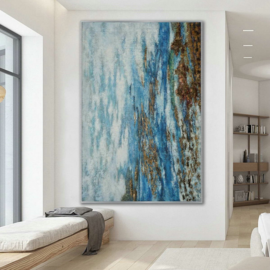 Simple Minimal Modern Neutral Wall Art Abstract Rustic Minimalist Contemporary Hand Painted Canvas Oil Painting Extra Large Vertical,Order Large Canvas
