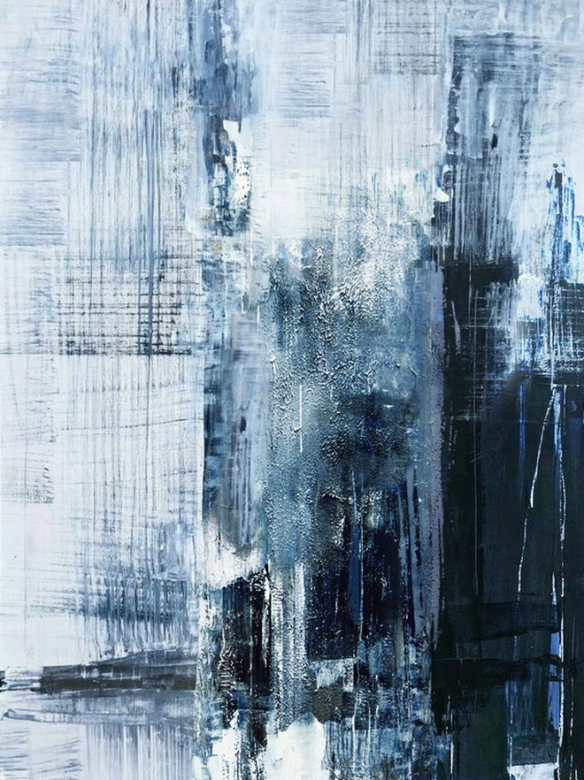 Original Deep Blue Abstract Art,Minimalist Abstract