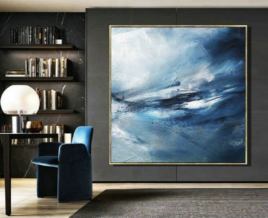 Original Sea Abstract Art Painting,Abstract Painting On Canvas,Blue Abstract Oilpainting,Large Abstract Art,Large Ocean Canvas Painting,Wall Art
