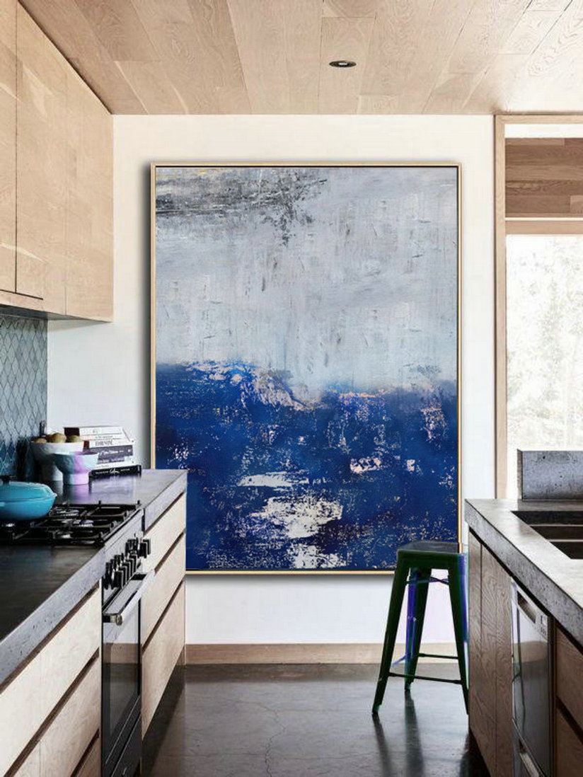 Large Original Abstract Art Painting,Abstract Painting On Canvas,Large Abstract Deep Blue Painting,Abstract Art,Large Wall Canvas Painting,Tall Canvas Art