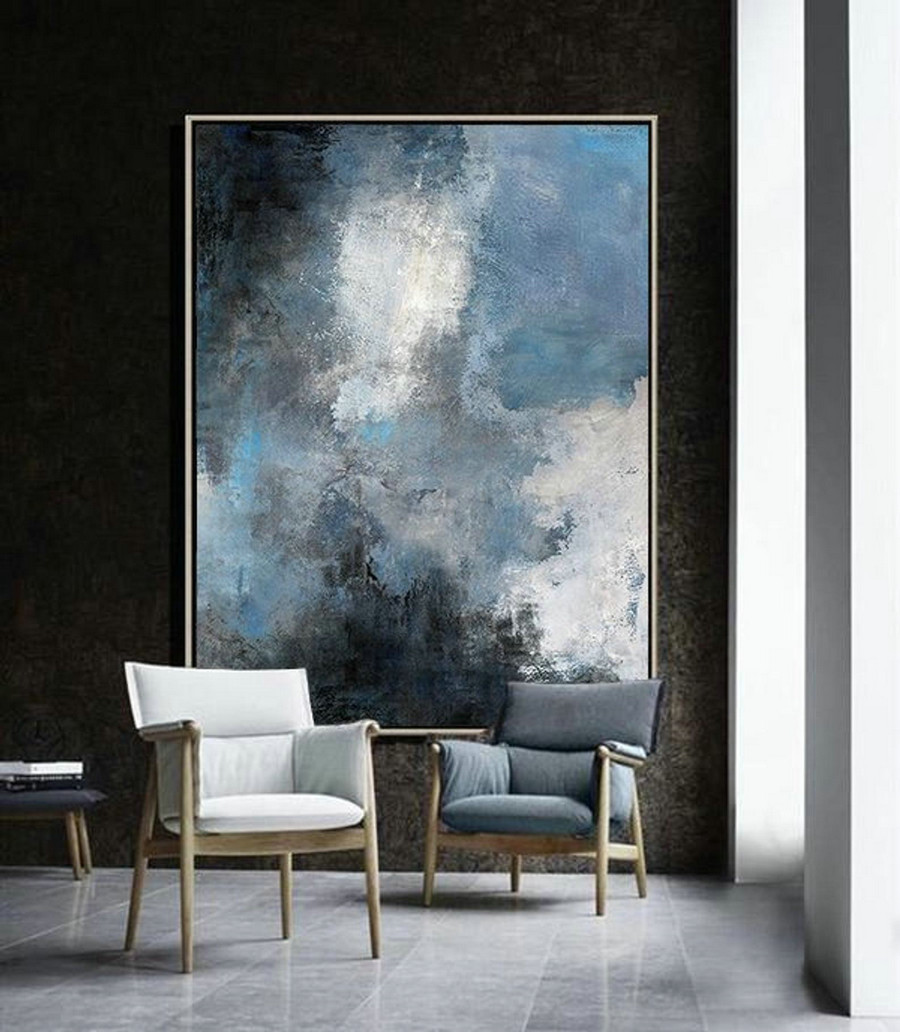 Original Blue Sky Abstract Painting,Large Abstract Sky,Large Wall Art Cloud Canvas Painting,Abstract Sky,Living Room Art,Modern Abstract Art,Huge Canvas