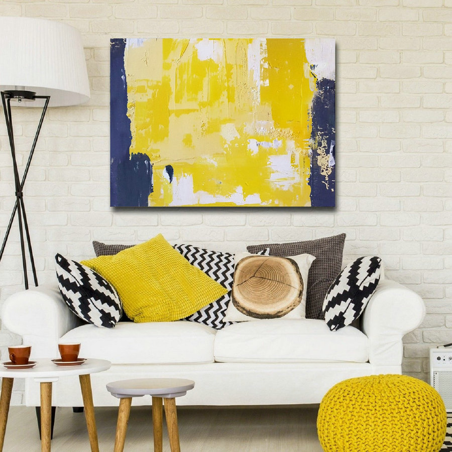 Original Yellow Abstract Wall Art,White Abstract Painting,Blue Abstract Art,Large Wall Art Canvas Painting,Canvas Painting,Living Room Art,Cheap Art