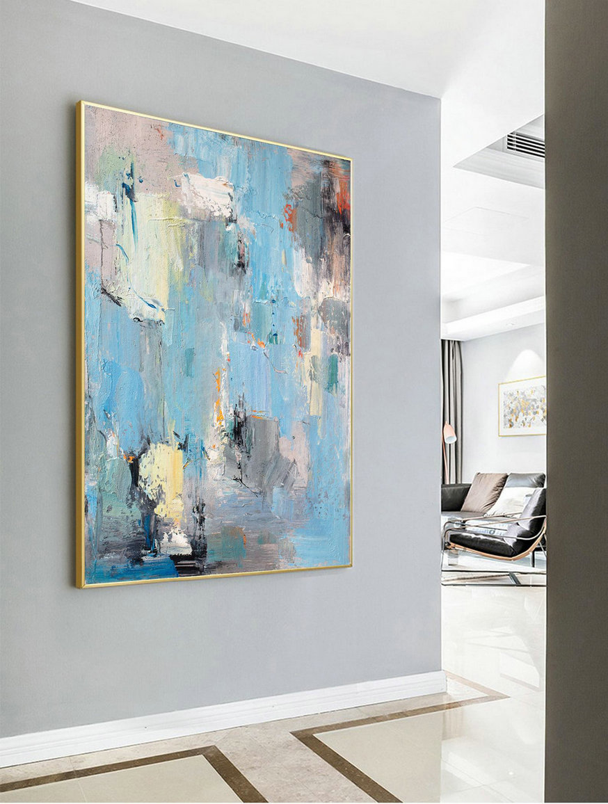 Large Abstract Acrylic Painting,Original Blue Abstract Painting,Large Canvas Art,Acrylic Abstract Paintings On Canvas,Contemporary Art,Very Large Canvas