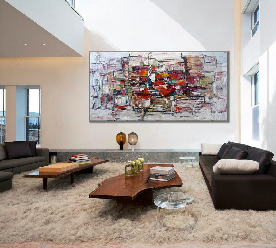 Extra Large Modern Abstract Wall Art, Texture Palette Knife Original Oil Painting On Canvas, Huge Oversize 48X96Inch/120X240Cm,Oversized Photography
