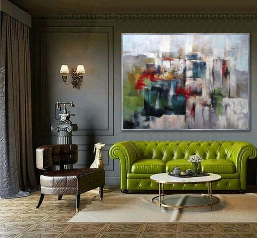 Colorful Abstract Wall Art Hand Painted Modern Painting Super Large Oversize Acrylic Canvas Art Office Wall Art,Wholesale Canvas Art