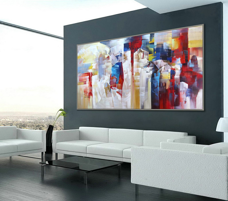 Extra Large Colorful Modern Abstract Wall Art Painting 48X96Inch/120X240Cm Xxxl, Xxl, Xl,Huge Canvas Art