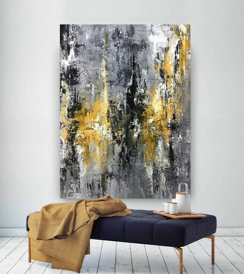 Large Abstract Painting,Large Abstract Painting On Canvas,Texture Art Painting,Acrylic Abstract,Office Decor Set D2C033,Extra Wide Canvas